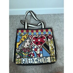 Brighton Queen Of Love Tote‎ Canvas Bag Of Hearts Poker Vegas Purse Valentines